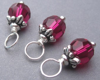 Ruby Swarovski Crystal Birthstone Charms, Stitch Markers, Interchangeable Earrings Jewelry, Swarovski Bead Dangles, 6mm Swarovkski Crystals