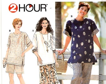Women's Pullover Top, Pull On Pants, Shorts and Skirt, Sizes 18W, 20W, 22W, 24W, Simplicity 7221