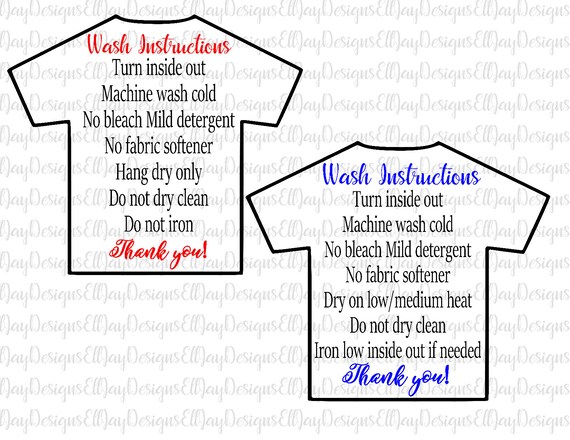 Download Shirt wash instructions svg HTV shirt care card care card