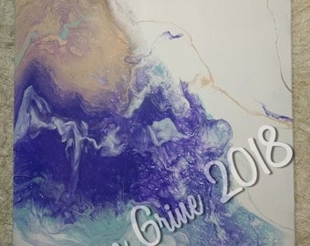 Purple, Teal & Tan Pour Painting
