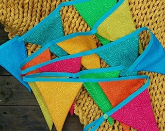 Rainbow bunting - party - celebrate - room decor - triangle bunting - fabric bunting
