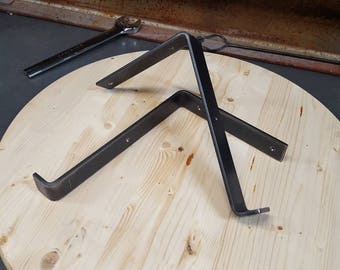 Shelf bracket, *SET of 2* support shelving, rack, steel, bent, flat bar, industrial, rustic, raw, wrought iron, metal,