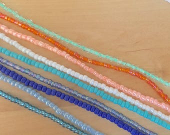 SKINNY BEAD CHOKER beaded necklace custom length white necklace blue necklace peach necklace mint green necklace beachy necklace