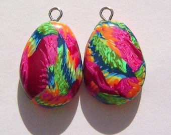Gum Drops Style Charm Handmade Artisan Polymer Clay Beads Pair