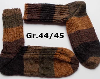 hand-knitted socks, Gr. 44/45 (EU), brown