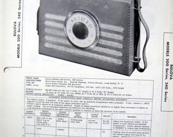 1957 Bulova Transistor Radio Model 200 Photo Repair Manual