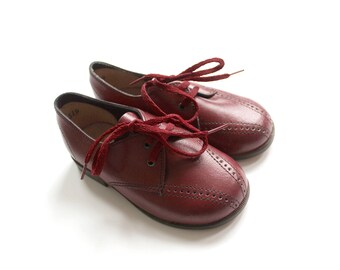 French vintage 70's / kids shoes / burgundy leather / made in France / new old stock / Size 20 EU / US 4,5 / US 3,5