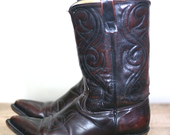 vintage men's acme brown leather cowboy boots size 9D