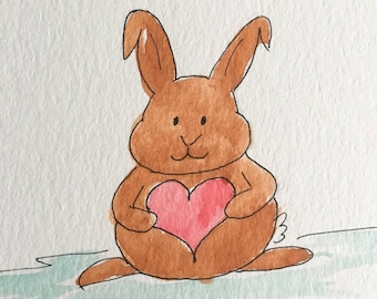 Bunny Valentine Holding a Heart