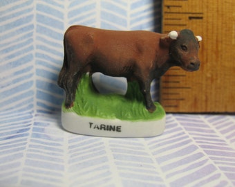 Tiny TAURINE COW Calf Bull Cattle - Hand Painted - French Feve Feves Mini Doll House Miniature FF70