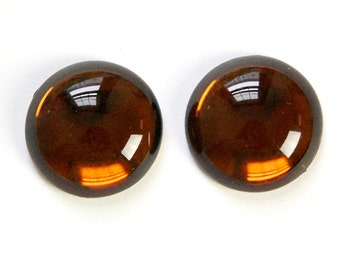 Vintage Topaz Glass Cabochon 20mm Gold Foil (2) cab707A