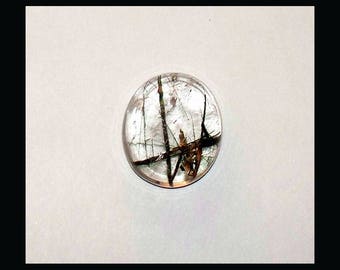 TOURMILATED QUARTZ – 17.7 x 15.3 Millimeter Oval Cabochon