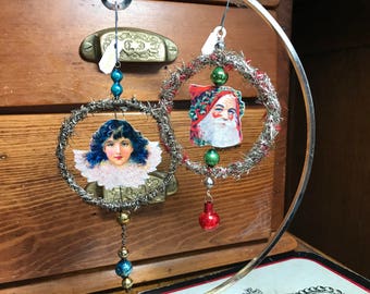 Vintage Inspired Tinsel and Old Paper Ornaments (2)
