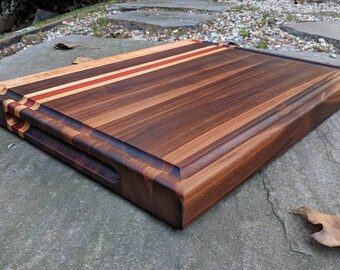 Walnut, Maple and Bloodwood Prep Station Cutting Board