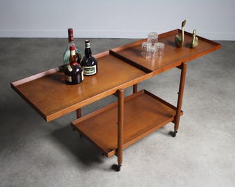 Stunning Expandable Poul Hundevad Mid Century Bar Cart