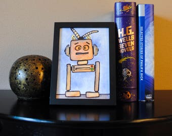 Mr. Neuroto, Robot, Professional Art Print, Vintage, Befuddled, Anxious