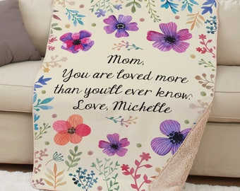 Personalized Floral Sherpa Throw, blanket, mother's day, floral blanket, throw blanket, personalized blanket, home decor, gift -gfyU1123087