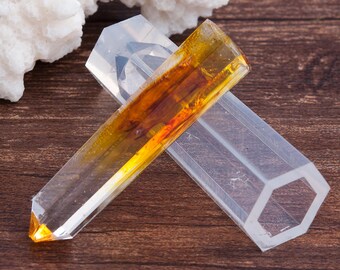 HEXAGON POINT COLUMN Resin Mold, Silicone Mold to make shape 1-7/8" tall, cabochons, cylinder charms, cylinder pendants, reusable tol0842