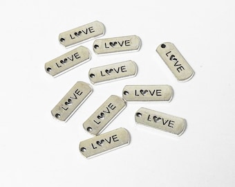 10 Love Charms, Antique Silver Zinc Alloy Statement Charms, DIY Jewelry, DIY Crafts, Bracelet Charms, Love Jewelry, Quote Charms