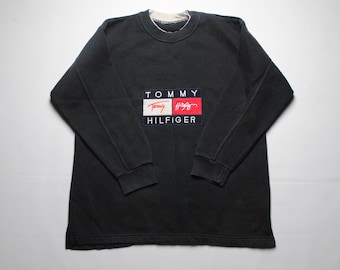 vintage TOMMY HILFIGER sweatshirt big logo SIZE S black