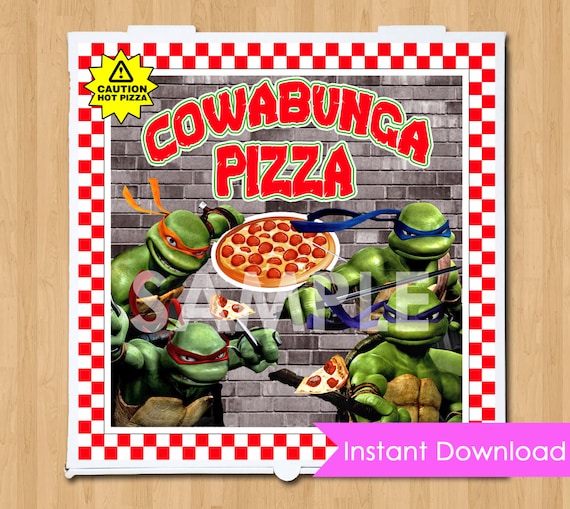 TMNT Pizza Box Label INSTANT DOWNLOAD Printable Teenage