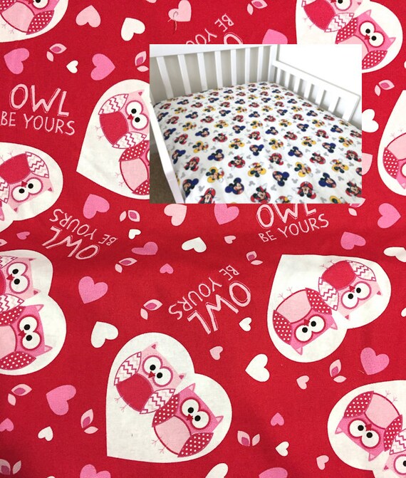 Owls Cotton Fitted Sheet Toddler Crib Twin Full Queen Sheet