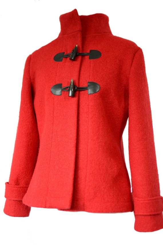 Women boiled wool Jacket red size XsL
