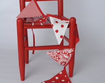 Red and White Fabric Banner