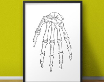 Anatomy Hand Print, Human Anatomy Print, Bones of Hand Vintage Style Poster, Medical Office Wall Art, Doctor Gift, Anatomy Wall Art (G068)