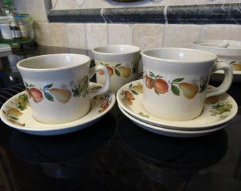 3 Wedgwood Quince cups and saucers circa 1970's in good condition