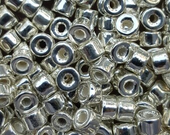 6x4mm Mykonos Greek Ceramic Mini Tube Beads - Silver