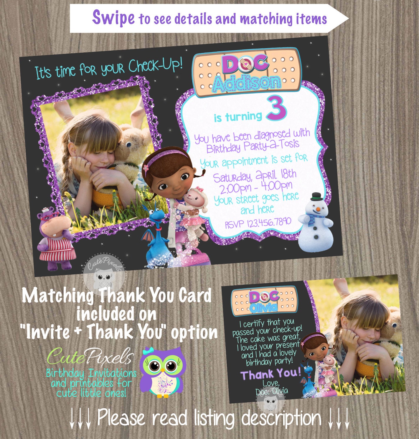 Doc McStuffins Invitation Doc McStuffins Birthday Invitation