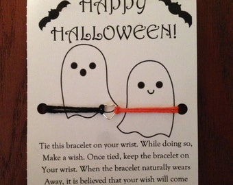 Cute Halloween Bracelet (Halloween, Gift, Friendship, Trick or Treat, Boo, Ghost, Wish Bracelet, Bats, Adorable, Fall, Autumn, Party)