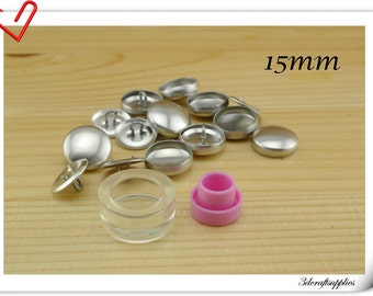 15 sets of 15mm ( 5/8 inch ) Size 24 Self cover buttons with Assembly tool fabric cover button kit