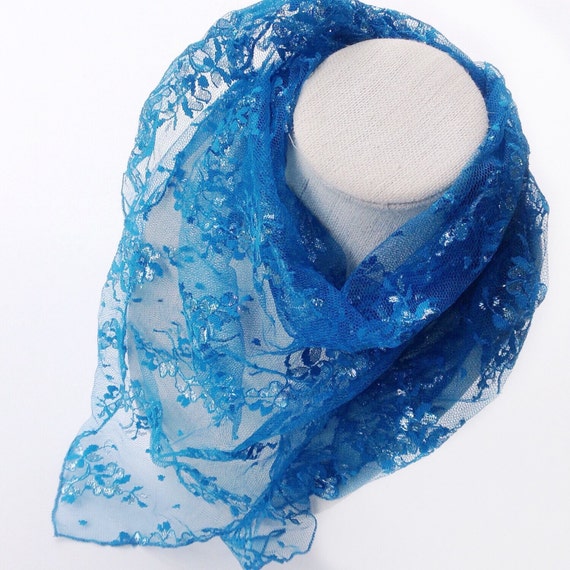 Items similar to Blue lace scarf, Wedding Day Gifts, Birthday gift for ...