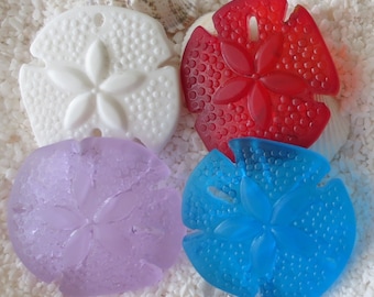 Beach Glass Sand Dollar Pendant - Cultured/Carved - 40mm x 36mm - 1 pc -CHOICE OF COLOR