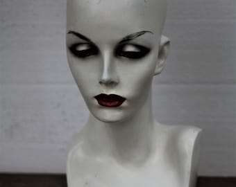 Vintage Female Mannequin Head Bust 1990's Hats Jewelry Display