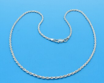 Bright Sterling 2mm Rope Chain Necklace - 16"