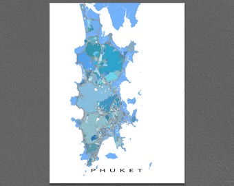 Phuket Map, Phuket Thailand, Phuket Island Art Print, Asia Travel Maps