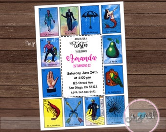 Fiesta Party Invitation, Fiesta Birthday Invitation, Loteria Birthday Party Invitation, Fiesta Loteria Mexicana Invitation, Digital File