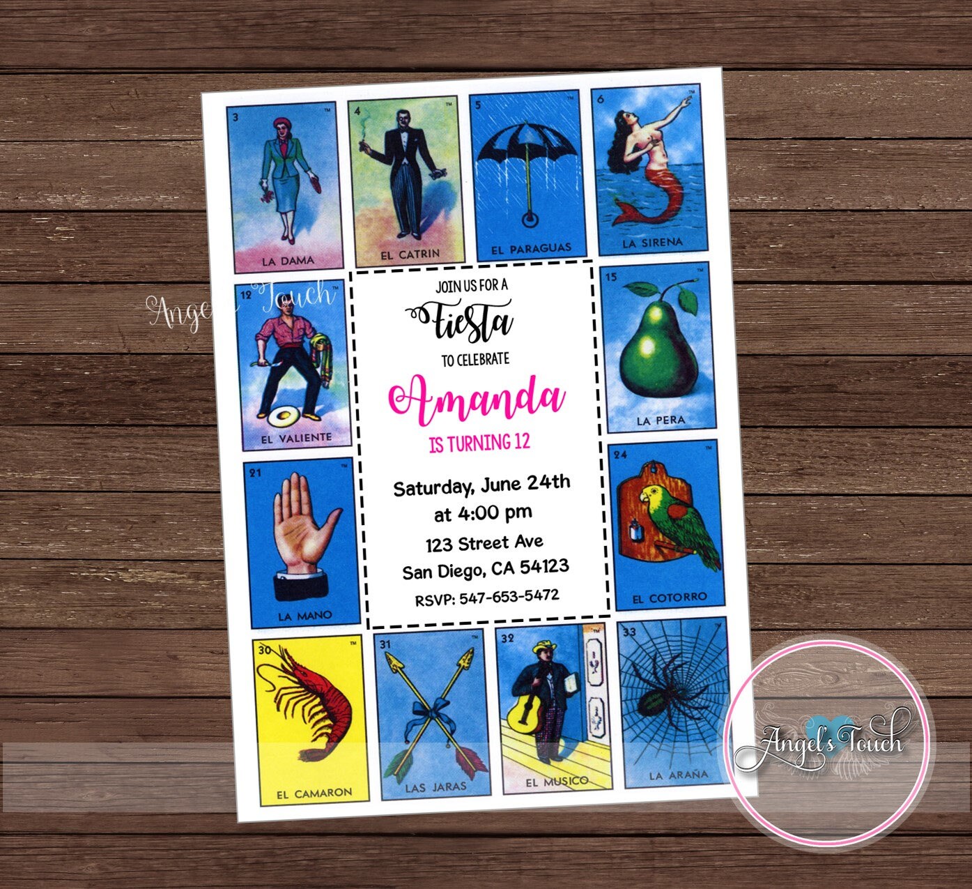 Fiesta Party Invitation Fiesta Birthday Invitation Loteria