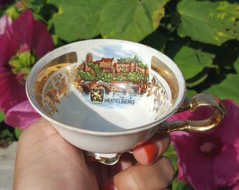 Heidelberg Waldershof Bavaria Germany Handavbeit 22 karat gold teacup and saucer