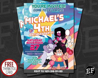 Steven Universe Party Invitation, Digital Birthday Party Invitation, Customized Printable Steven Universe Birthday Invitation