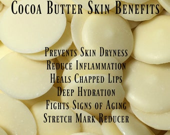 Cocoa Butter Wafers | Natural Organic Fair Trade | Theobroma Cacao | 10 oz. Sealed Pouch