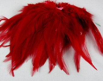 Red Feathers Strung Saddle Premium PSD-04 6 inches craft feathers fly tying