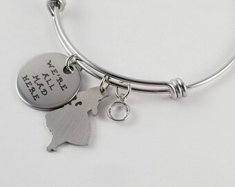 Alice in Wonderland Bracelet, Alice in Wonderland Bangle, Custom Alice in Wonderland Charm Bracelet, Alice in Wonderland Jewelry, Birthstone