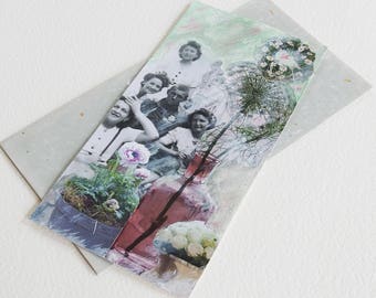 Postcard Collection - The Liberation of Paris August 44 - Collage and mixed media - artist Creation, OOAK