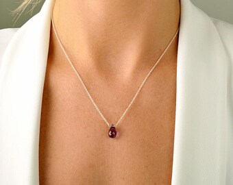 Alexandrite Necklace Pendant, June Birthstone, Color Changing Corundum, 55th Anniversary gift for wife: 14K Rose Gold Filled Sterling Silver