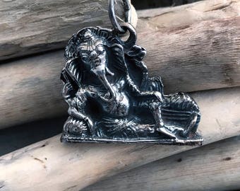 Sterling Silver Ganesh Necklace, Sterling Silver Ganesh Pendant, Yoga Jewelry AUM016