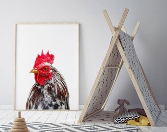 Farm Animal Print, Chicken Print, Hen Photo, Nursery Farm Animal, Nursery Wall Art, Nursery Printable, Instant Download, Digital Art Print